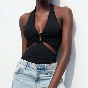 SHEIN Halter black, beach wear bodysuit